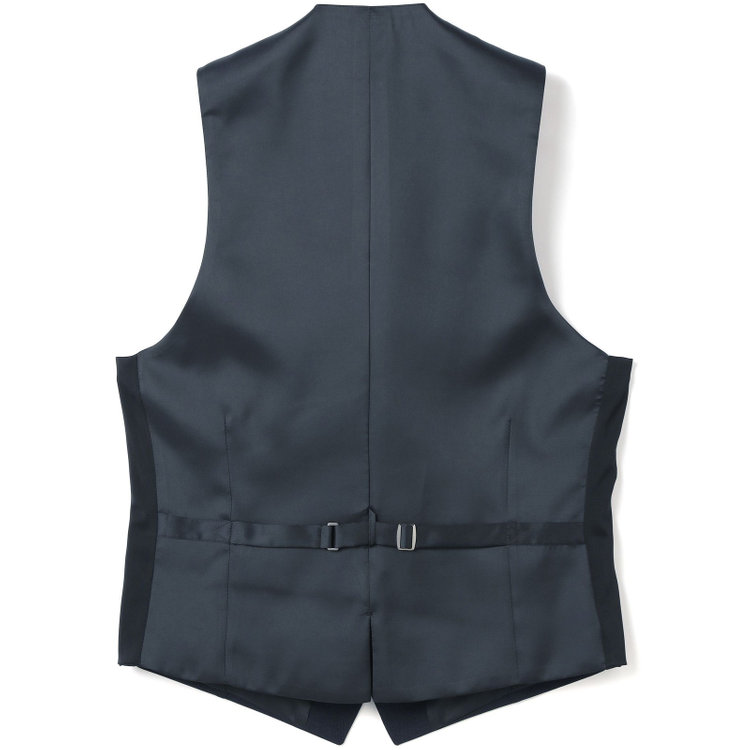 ブラックライン 【SLIM TAPERED_2】【春夏】2釦シングルスリーピーススーツ 0タック/ネイビー×チェック/ウエストシャーリング/4S SUSTAINABILITY&ECOLOGY FABRIC/※パンツ裾上げ済仕様 紺濃色