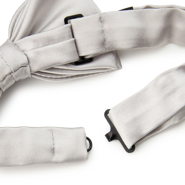 シルバーライン シルク蝶ネクタイ/シルバー グレー淡色