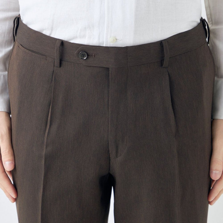 シルバーライン 【CLASSICO TAPERED】【春夏】1タックテーパードパンツ/ブラウン/ウエストムーブ仕様/4S SUSTAINABILITY&ECOLOGY FABRIC/※裾上げ済仕様 茶中間
