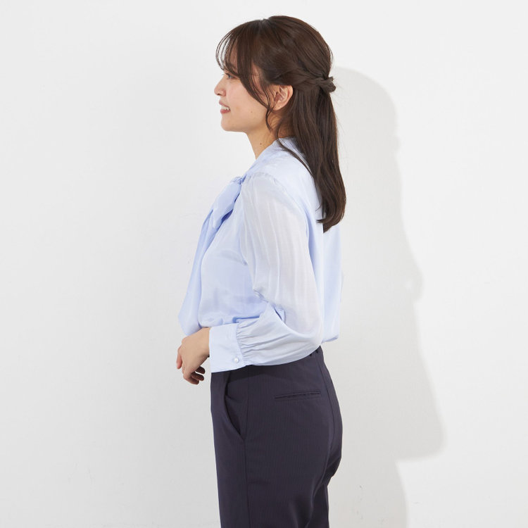 サマンサ 【SUIT SELECT×Samantha Thavasa】【長袖】リボンブラウス/ブルー 青淡色