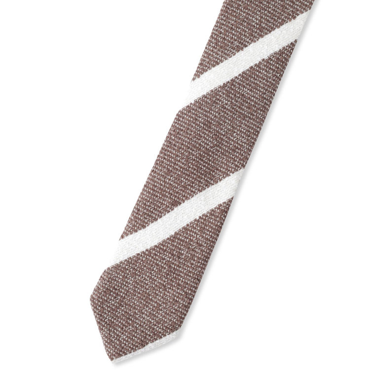 ブラックライン 【BL】コットンシルクブレンドストライプネクタイ 7.5cm幅/ブラウン×ホワイト/Finest fabrics by COMO ITALY その他