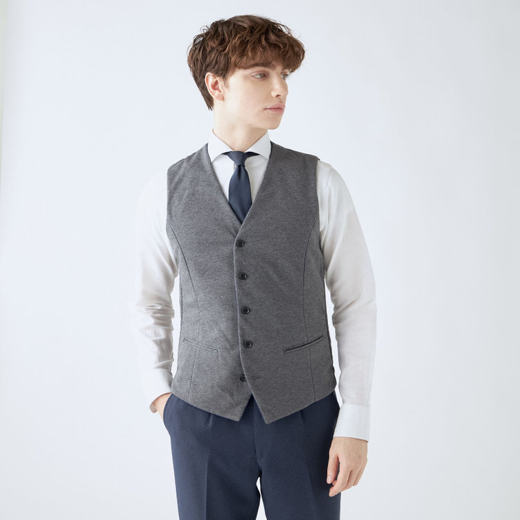 シルバーライン 【WEB限定/OUTLET】【SL】【秋冬】リバーシブルジレ(ベスト)/ネイビー＆グレー/NANO-HEAT 紺中間
