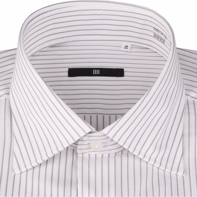 ブラックライン 【発送在庫あり】【BLACK LINE】【形態安定】ワイドカラードレスワイシャツ/ホワイト×グレーストライプ グレー系(灰)