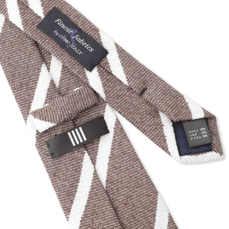 ブラックライン 【BL】コットンシルクブレンドストライプネクタイ 7.5cm幅/ブラウン×ホワイト/Finest fabrics by COMO ITALY その他