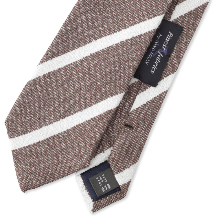 ブラックライン 【BL】コットンシルクブレンドストライプネクタイ 7.5cm幅/ブラウン×ホワイト/Finest fabrics by COMO ITALY その他