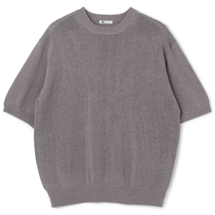 スーツセレクト 【RBC】【半袖】リネンコットンブレンドクルーネックニット/グレー グレー濃色