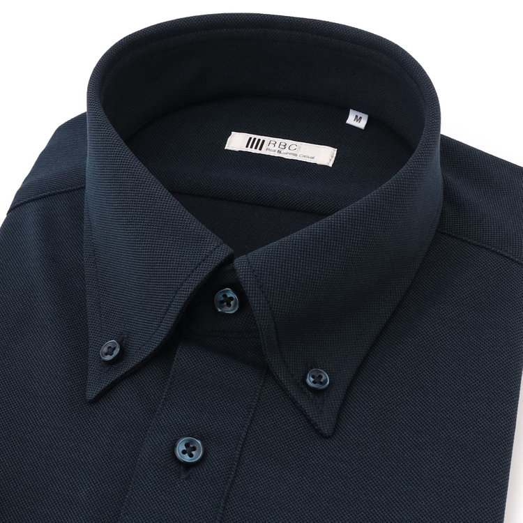 シルバーライン 【RBC/五分袖】ボタンダウンビズポロシャツ プルオーバータイプ/ネイビー/4S コットンブレンド 青濃色