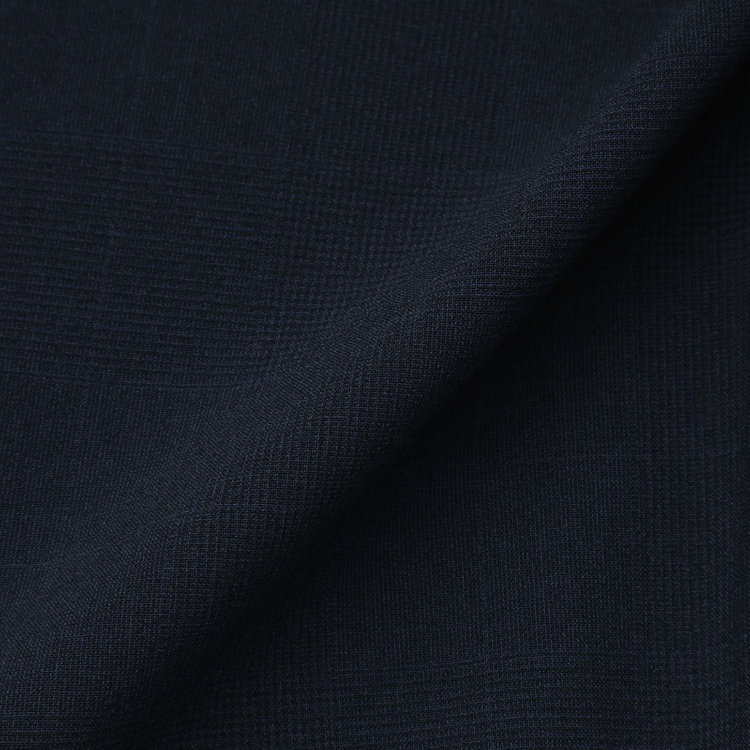 ブラックライン 【SLIM TAPERED_2】【春夏】2釦シングルスリーピーススーツ 0タック/ネイビー×チェック/ウエストシャーリング/4S SUSTAINABILITY&ECOLOGY FABRIC/※パンツ裾上げ済仕様 紺濃色