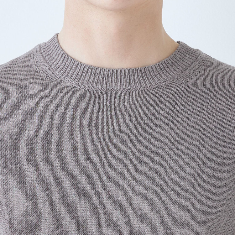 スーツセレクト 【RBC】【半袖】リネンコットンブレンドクルーネックニット/グレー グレー濃色