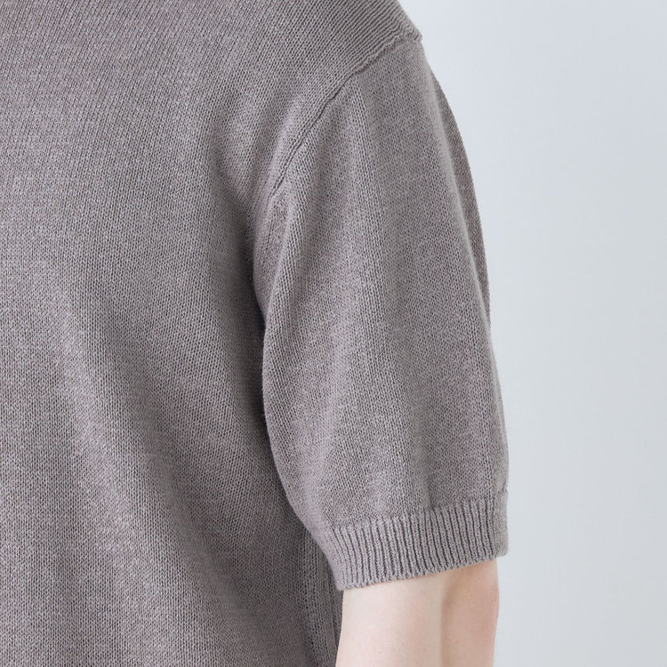 スーツセレクト 【RBC】【半袖】リネンコットンブレンドクルーネックニット/グレー グレー濃色