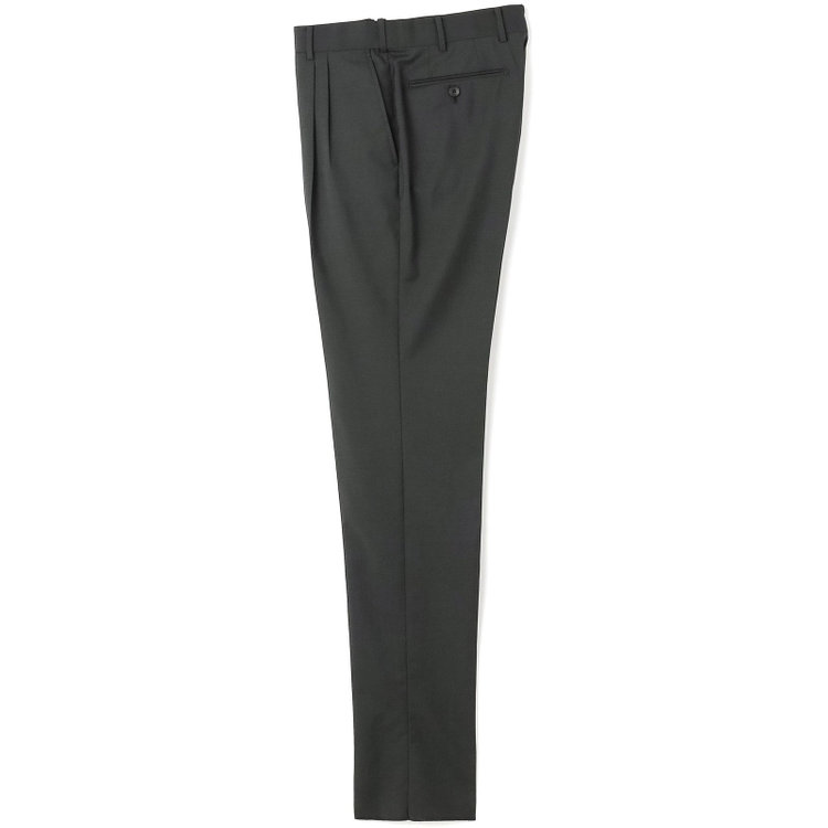 シルバーライン 【発送在庫あり】【CLASSICO TAPERED】【春夏】3釦段返りシングルスーツ 2タック/カーキ×シャドーストライプ/パッチポケット/ウエストムーブ仕様/MARZOTTO/※パンツ裾直し必要 緑中間