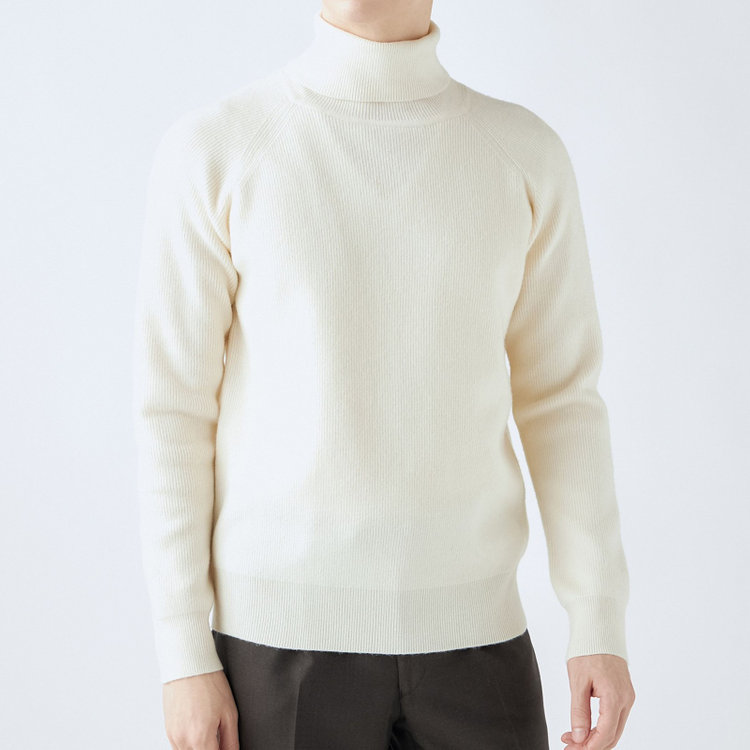 ソノタ 【RBC】【秋冬】片畦編みウールブレンド ミドルウエイトタートルネックニットセーター/ホワイト 白