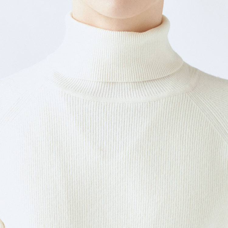 ソノタ 【RBC】【秋冬】片畦編みウールブレンド ミドルウエイトタートルネックニットセーター/ホワイト 白