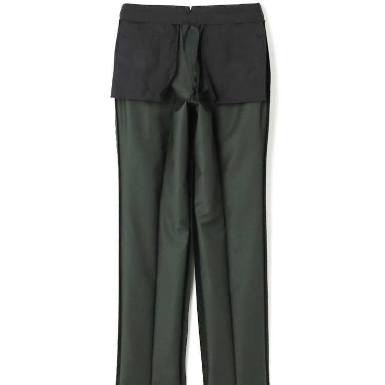 シルバーライン 【発送在庫あり】【CLASSICO TAPERED】【春夏】3釦段返りシングルスーツ 2タック/カーキ×シャドーストライプ/パッチポケット/ウエストムーブ仕様/MARZOTTO/※パンツ裾直し必要 緑中間