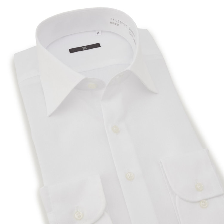 ブラックライン 【BL】【形態安定】ワイドカラードレスワイシャツ/ホワイト×ソリッド 白