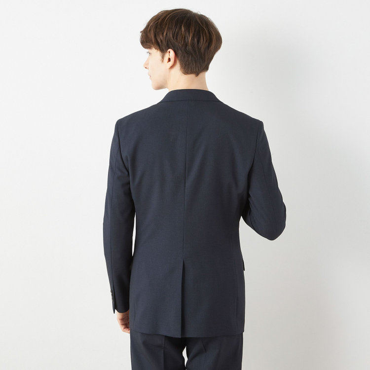 ブラックライン 【SLIM TAPERED_2】【年間】スペアパンツ付き/2釦シングルスーツ 0タック/ネイビー/ウエストシャーリング/4S SUSTAINABILITY/※パンツ裾上げ済仕様 紺濃色