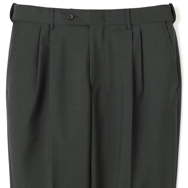 シルバーライン 【発送在庫あり】【CLASSICO TAPERED】【春夏】3釦段返りシングルスーツ 2タック/カーキ×シャドーストライプ/パッチポケット/ウエストムーブ仕様/MARZOTTO/※パンツ裾直し必要 緑中間