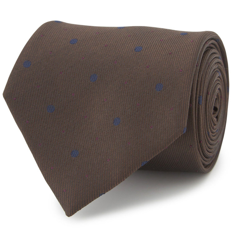 ブラックライン 【BLACK LINE】シルクブレンドドットネクタイ 7.5cm幅/ブラウン その他