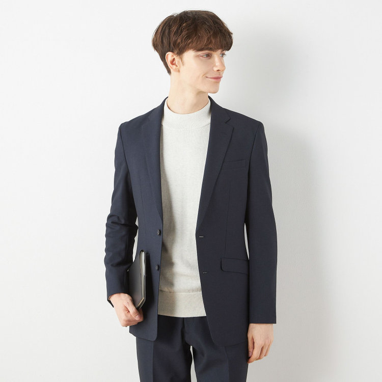 ブラックライン 【SLIM TAPERED_2】【年間】スペアパンツ付き/2釦シングルスーツ 0タック/ネイビー/ウエストシャーリング/4S SUSTAINABILITY/※パンツ裾上げ済仕様 紺濃色