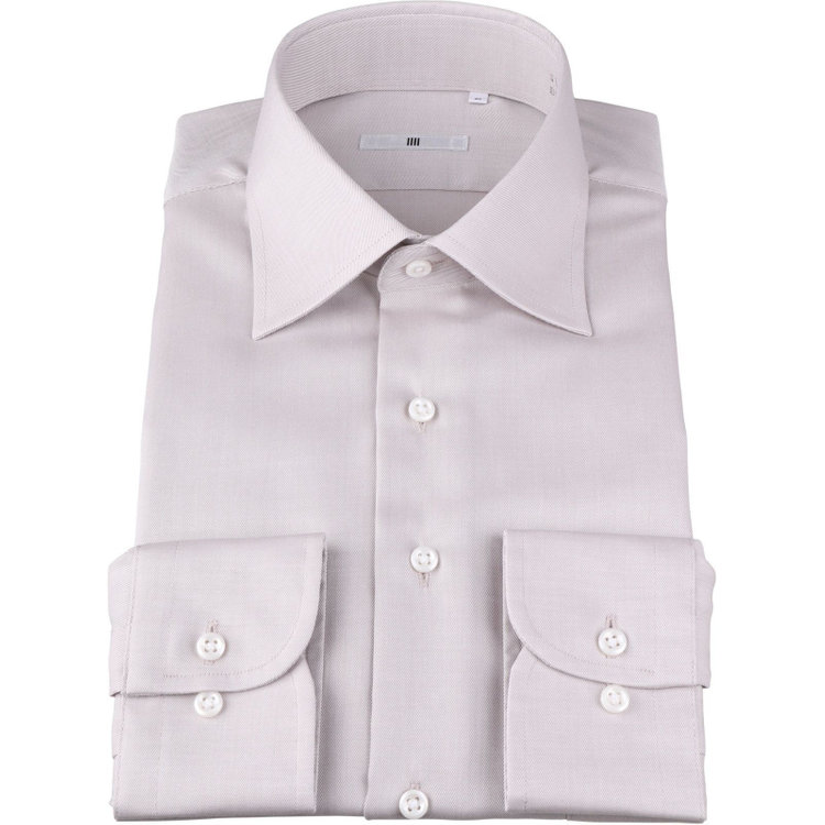 ブラックライン 【発送在庫あり】【SILVER LINE】【形態安定】ワイドドレスワイシャツ/ベージュ×ソリッド ブラウン系(茶)