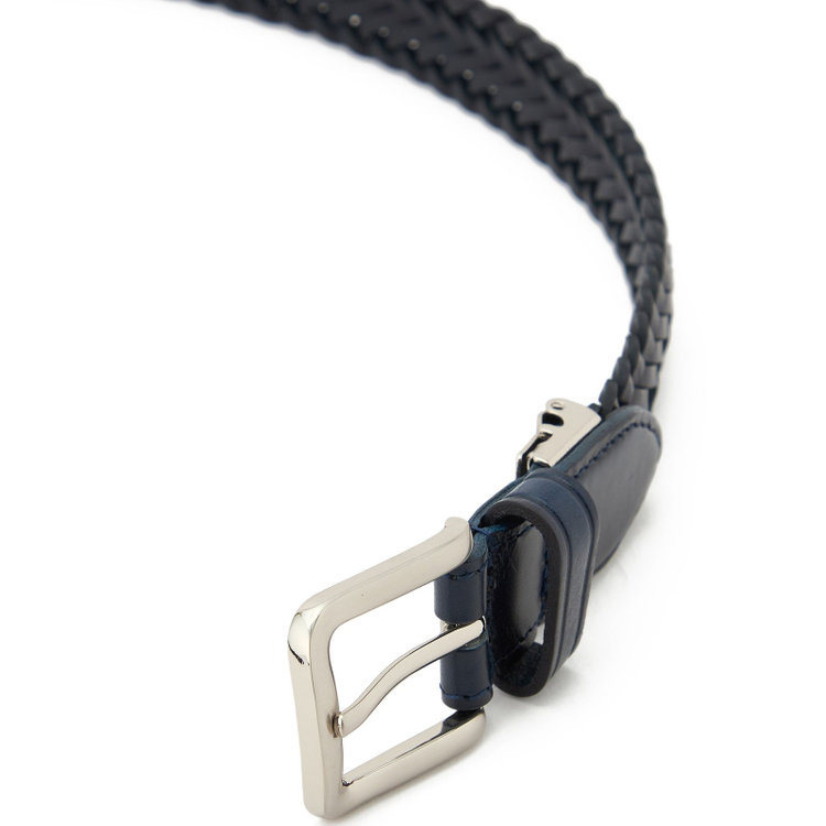 スーツセレクト ピンバックルメッシュベルト 2.8cm幅/ネイビー(ウエスト91cmまで対応) 紺中間