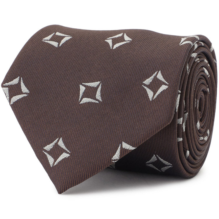 シルバーライン 【発送在庫あり】【SILVER LINE】シルクブレンド小紋ネクタイ 8.0cm幅/ブラウン その他
