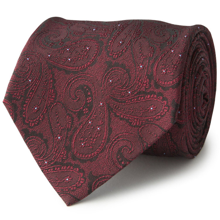 シルバーライン 【発送在庫あり】 【SILVER LINE】コットンシルクペイズリーネクタイ 8.5cm幅/ワイン/ITALIAN FABRICS その他