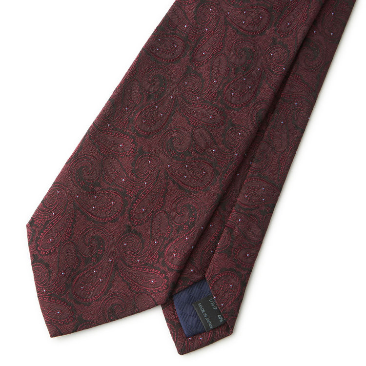 シルバーライン 【発送在庫あり】 【SILVER LINE】コットンシルクペイズリーネクタイ 8.5cm幅/ワイン/ITALIAN FABRICS その他