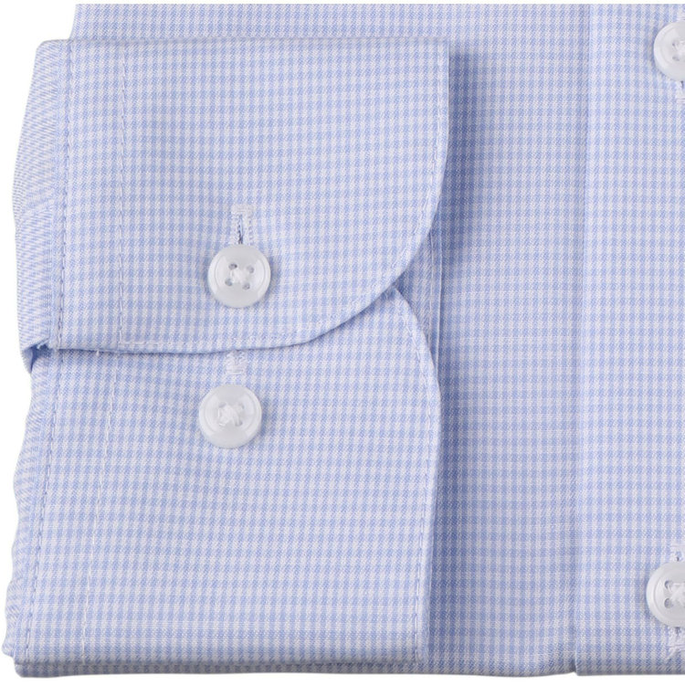 ブラックライン 【発送在庫あり】【BLACK LINE】【形態安定】【ノンアイロン】ワイドカラードレスワイシャツ/ブルー×チェック/NON IRON COTTON ブルー系(青)