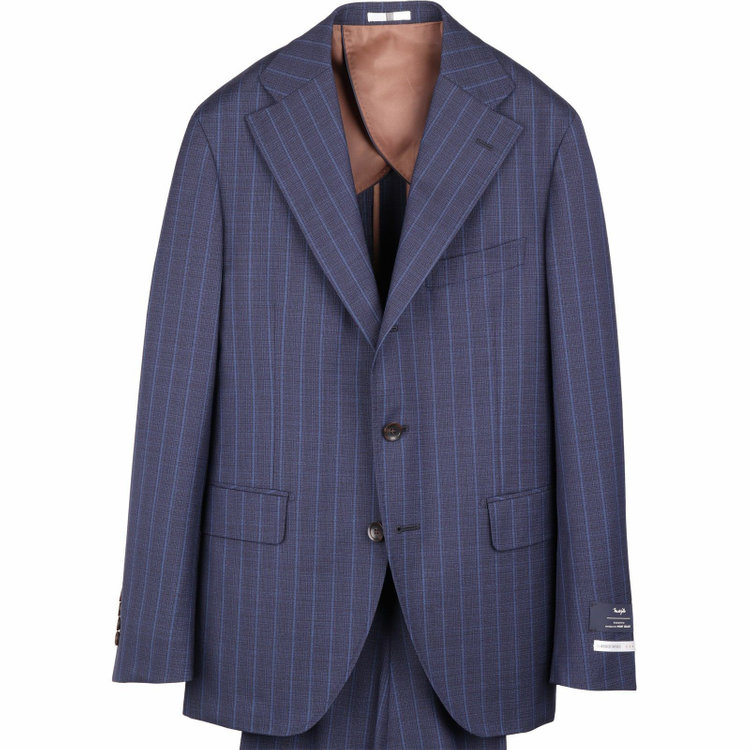 スーツセレクト 【CLASSICO TAPERED】【春夏】3釦段返りシングルスーツ 2タック/ネイビー×ストライプ/MARZOTTO ネイビー系(紺)