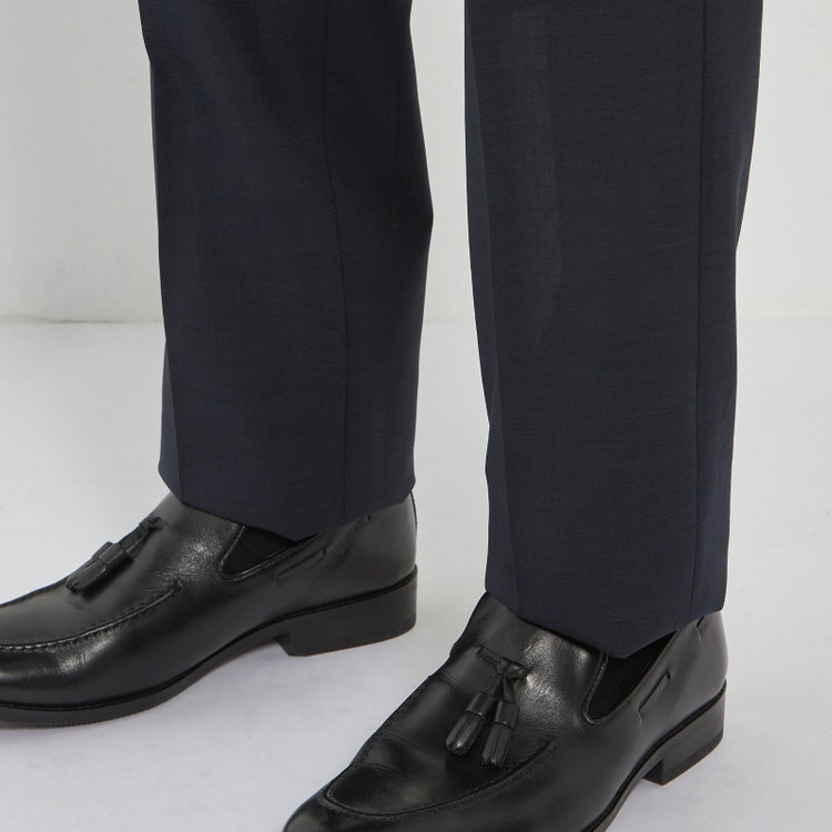 ソノタ 【BLACK LINE】【春夏】1タックワイドシルエットパンツ/ネイビー×サイロフィル/NEW ZEALAND WOOL MIX Super100’s/※裾上げ必要 紺中間