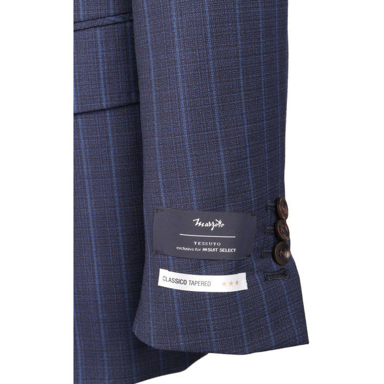 スーツセレクト 【CLASSICO TAPERED】【春夏】3釦段返りシングルスーツ 2タック/ネイビー×ストライプ/MARZOTTO ネイビー系(紺)