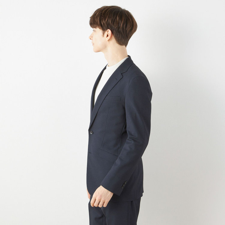 ブラックライン 【SLIM TAPERED_2】【年間】スペアパンツ付き/2釦シングルスーツ 0タック/ネイビー/ウエストシャーリング/4S SUSTAINABILITY/※パンツ裾上げ済仕様 紺濃色