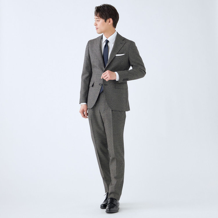 シルバーライン 【発送在庫あり】【CLASSICO TAPERED】【秋冬】3釦段返りシングルスーツ 2タック/グレー＆ネイビー×チェック/ウエストムーブ/MARZOTTO/※裾上げ必要 その他