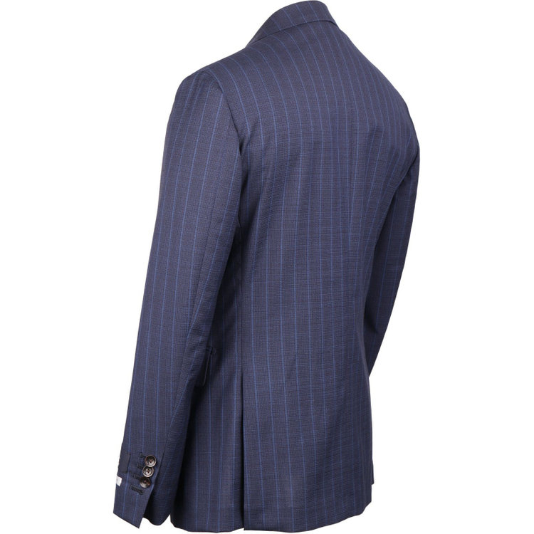 スーツセレクト 【CLASSICO TAPERED】【春夏】3釦段返りシングルスーツ 2タック/ネイビー×ストライプ/MARZOTTO ネイビー系(紺)