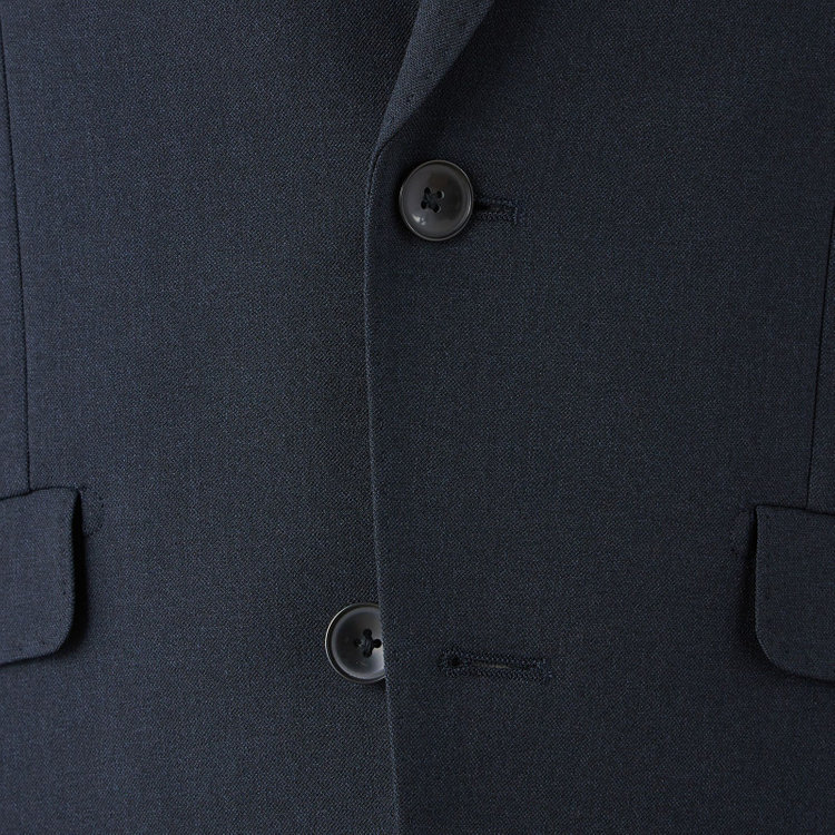 ブラックライン 【SLIM TAPERED_2】【年間】スペアパンツ付き/2釦シングルスーツ 0タック/ネイビー/ウエストシャーリング/4S SUSTAINABILITY/※パンツ裾上げ済仕様 紺濃色
