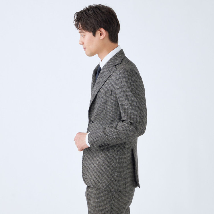 シルバーライン 【発送在庫あり】【CLASSICO TAPERED】【秋冬】3釦段返りシングルスーツ 2タック/グレー＆ネイビー×チェック/ウエストムーブ/MARZOTTO/※裾上げ必要 その他