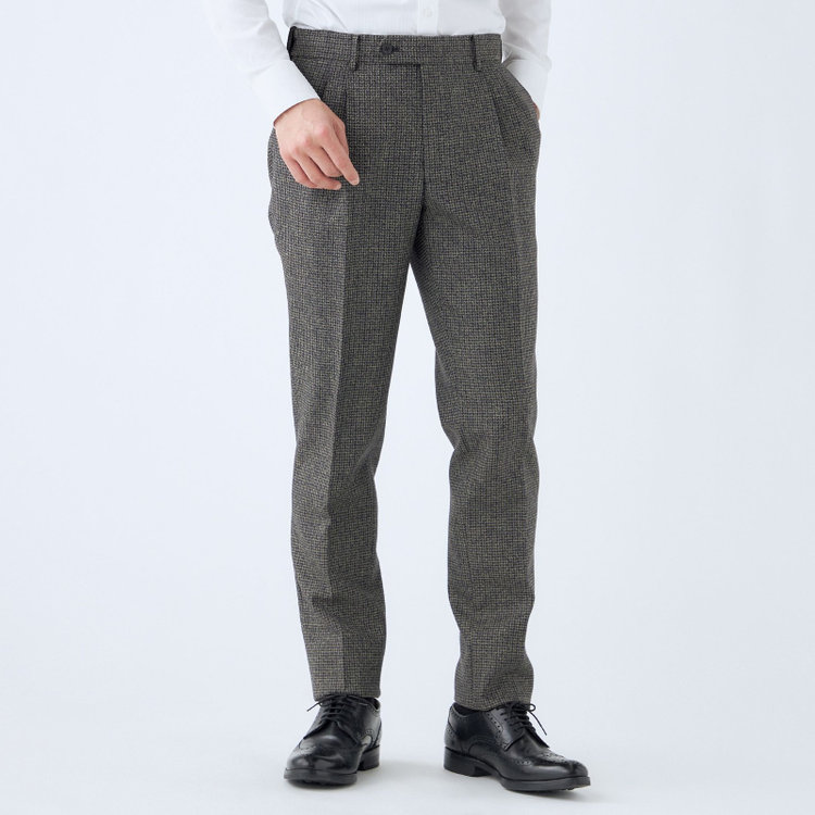 シルバーライン 【発送在庫あり】【CLASSICO TAPERED】【秋冬】3釦段返りシングルスーツ 2タック/グレー＆ネイビー×チェック/ウエストムーブ/MARZOTTO/※裾上げ必要 その他