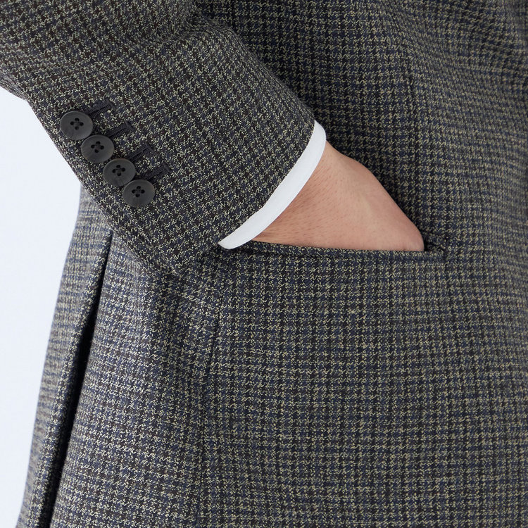 シルバーライン 【発送在庫あり】【CLASSICO TAPERED】【秋冬】3釦段返りシングルスーツ 2タック/グレー＆ネイビー×チェック/ウエストムーブ/MARZOTTO/※裾上げ必要 その他