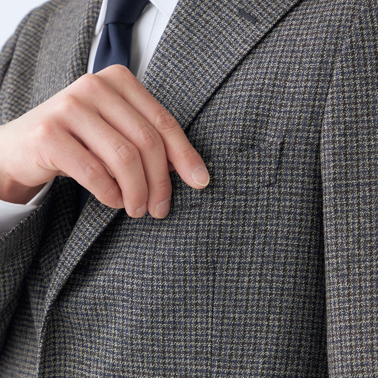 シルバーライン 【発送在庫あり】【CLASSICO TAPERED】【秋冬】3釦段返りシングルスーツ 2タック/グレー＆ネイビー×チェック/ウエストムーブ/MARZOTTO/※裾上げ必要 その他