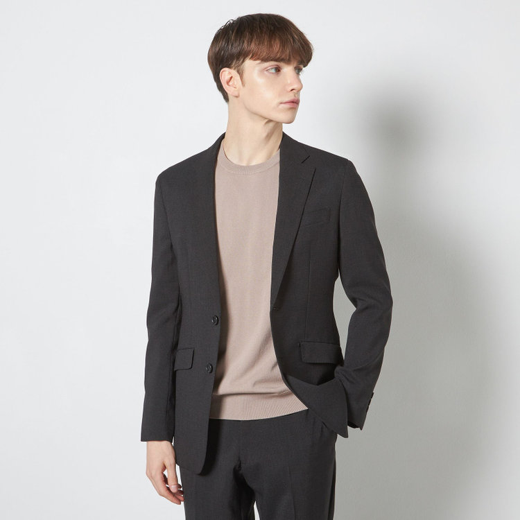 スーツセレクト 【RBC】【5分袖】コットンブレンドクルーネックニット/ブラウン/「マシンウォッシャブル」「UVカット」「接触冷感」 茶淡色