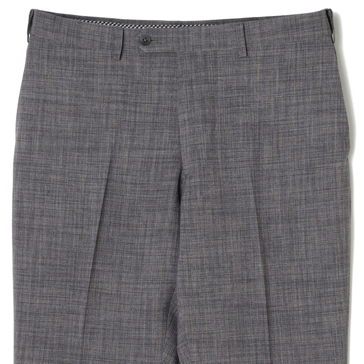 ブラックライン 【SLIM TAPERED】【春夏】0タックテーパードパンツ/グレー×スラブ/ウエストムーブ/4S SUSTAINABILITY&ECOLOGY FABRIC「ウォッシャブル」「ストレッチ」/※裾直し必要 グレー中間