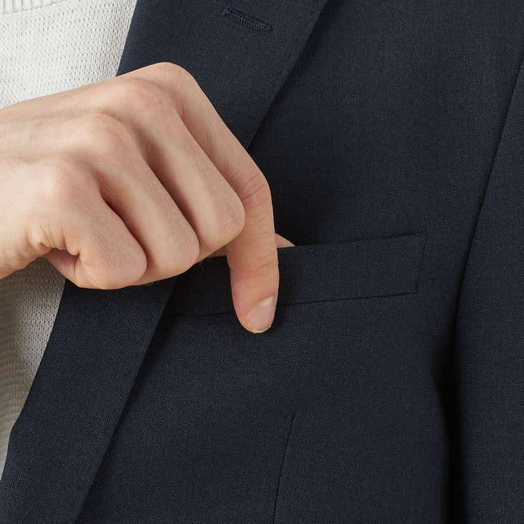 ブラックライン 【SLIM TAPERED_2】【年間】スペアパンツ付き/2釦シングルスーツ 0タック/ネイビー/ウエストシャーリング/4S SUSTAINABILITY/※パンツ裾上げ済仕様 紺濃色