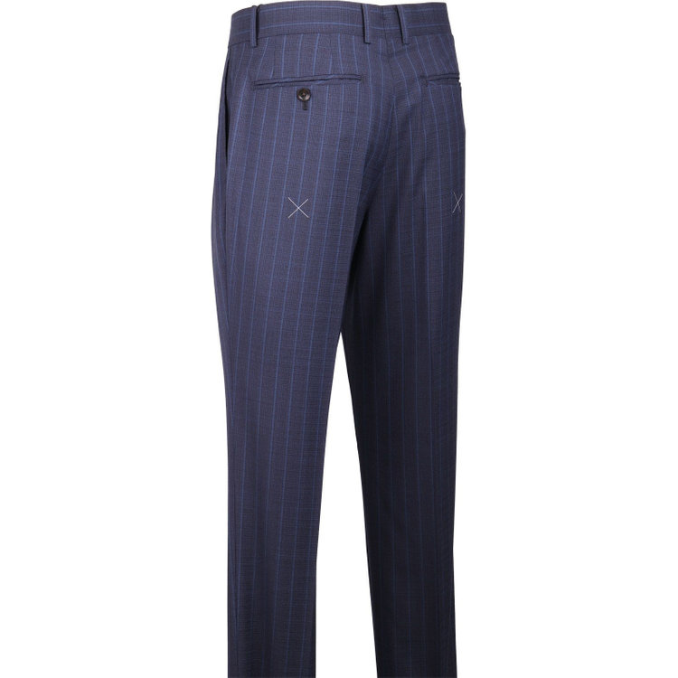 スーツセレクト 【CLASSICO TAPERED】【春夏】3釦段返りシングルスーツ 2タック/ネイビー×ストライプ/MARZOTTO ネイビー系(紺)