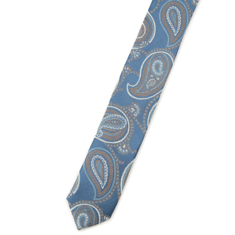 シルバーライン 【SILVER LINE】シルクペイズリーネクタイ 8.5cm幅/ブルー×ブラウン/Finest fabrics by COMO ITALY その他
