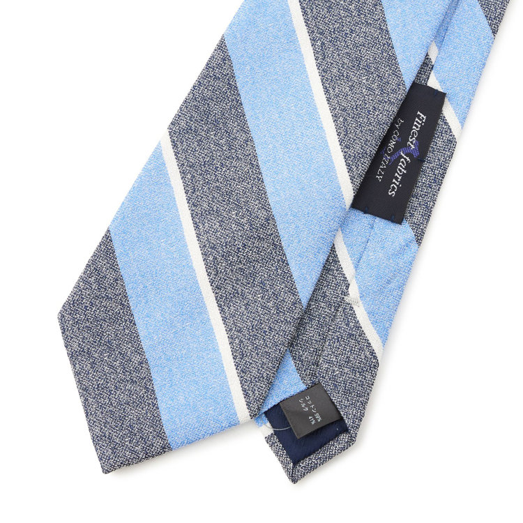 シルバーライン 【SILVER LINE】コットンシルクストライプネクタイ 8.5cm幅/ネイビー×ブルー/Finest fabrics by COMO ITALY その他