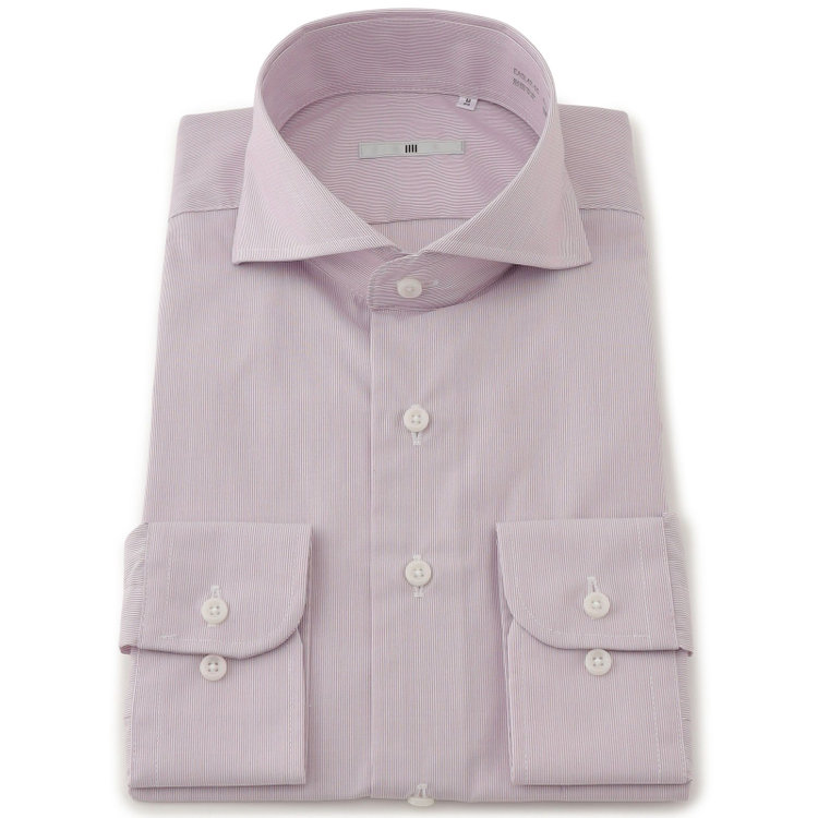 シルバーライン 【SILVER LINE】【形態安定】ホリゾンタルワイドワイシャツ/ワイン×ドビー 紫淡色