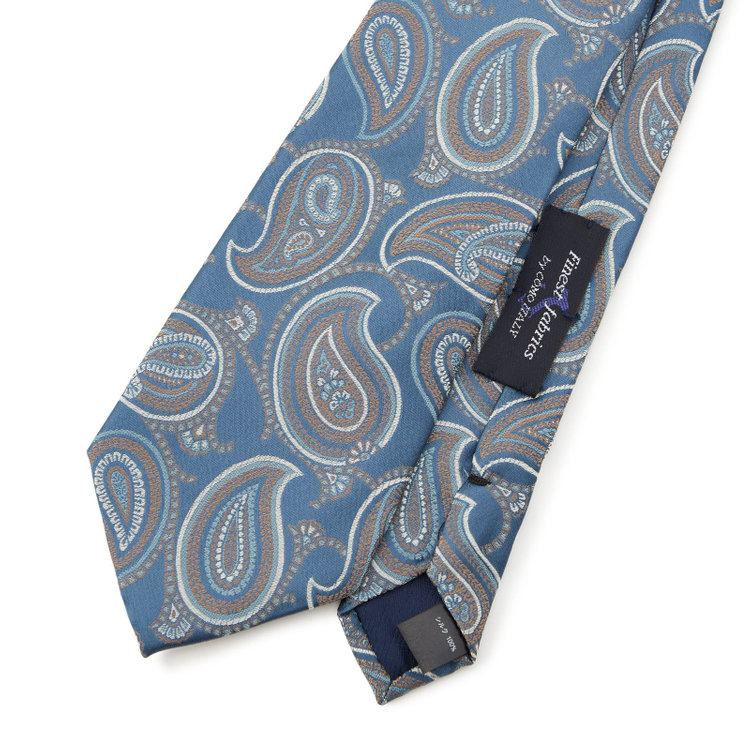 シルバーライン 【SILVER LINE】シルクペイズリーネクタイ 8.5cm幅/ブルー×ブラウン/Finest fabrics by COMO ITALY その他