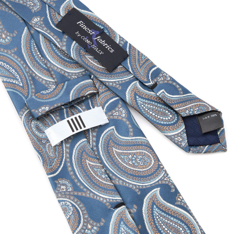 シルバーライン 【SILVER LINE】シルクペイズリーネクタイ 8.5cm幅/ブルー×ブラウン/Finest fabrics by COMO ITALY その他