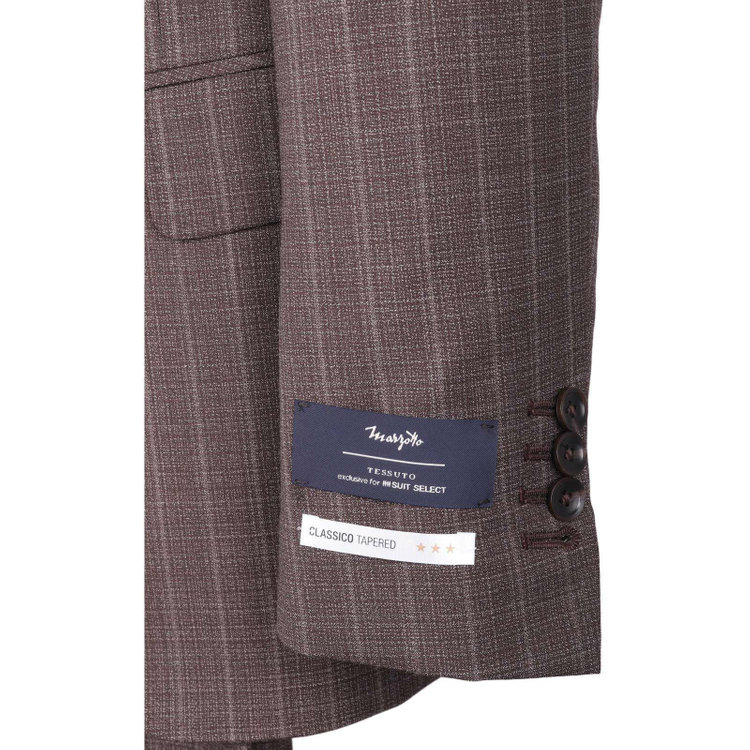 スーツセレクト 【発送在庫あり】【CLASSICO TAPERED】【春夏】3釦段返りシングルスーツ 2タック/ブラウン×ストライプ/MARZOTTO ブラウン系(茶)